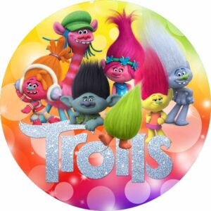 Painel Redondo 3D Trolls Tecido Sublimado