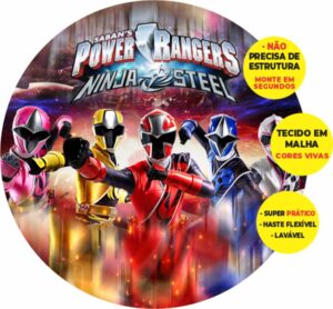 Painel Redondo 3D Power Ranger Abre Fácil Em Tecido