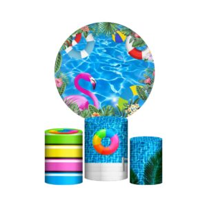 Trio Capa Cilindro + Painel Redondo 3D Pool Party 1,50m Veste Fácil