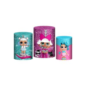 Trio Capa Cilindro Boneca Lol 3d Em Tecido Com Elástico