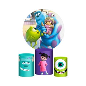 Trio Capa Cilindro + Painel Redondo 3D Monstros Sa 1,50m Veste Fácil