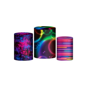 Trio Capa Cilindro Neon 3d Em Tecido Com Elástico