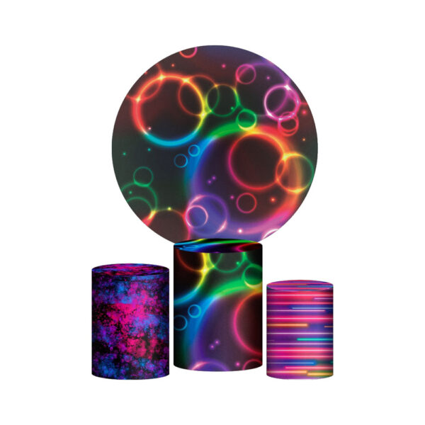 Trio Capa Cilindro + Painel Redondo 3D Neon 1,50m Veste Fácil