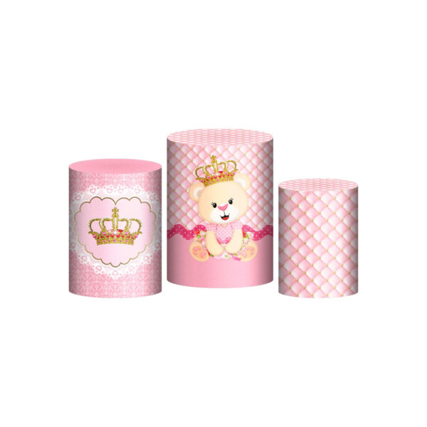 Trio Capa Cilindro Ursinha Realeza 3d Em Tecido Com Elástico OUTLET