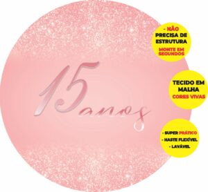 Painel Redondo 3D Festa 15 Anos Abre Fácil Em Tecido