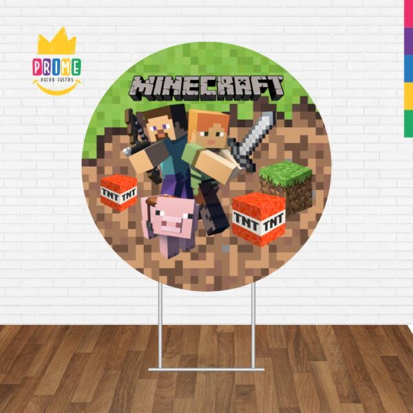 Painel Redondo 3D Minecraft Tecido Sublimado - Image 2