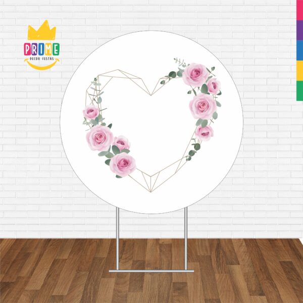 Painel Redondo 3D Coração Floral Tecido Sublimado - Image 3