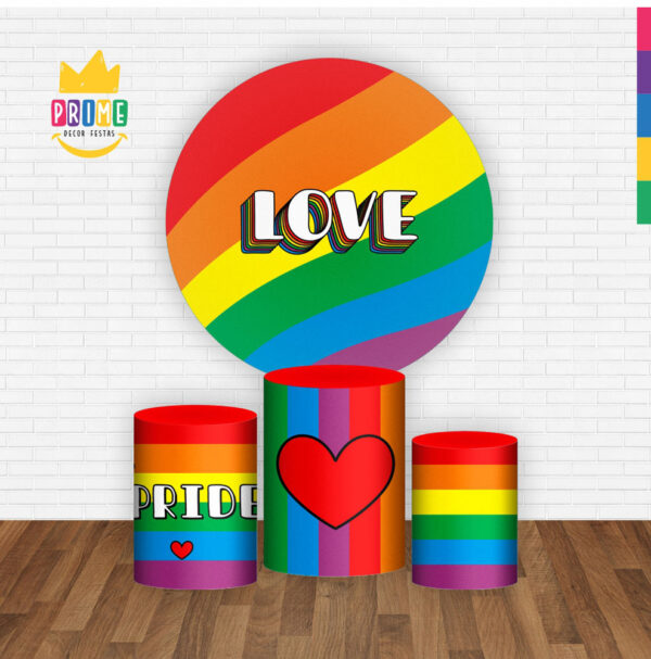 Trio Capa Cilindro + Painel Redondo 3D Lgbt 1,50m Veste Fácil - Image 2