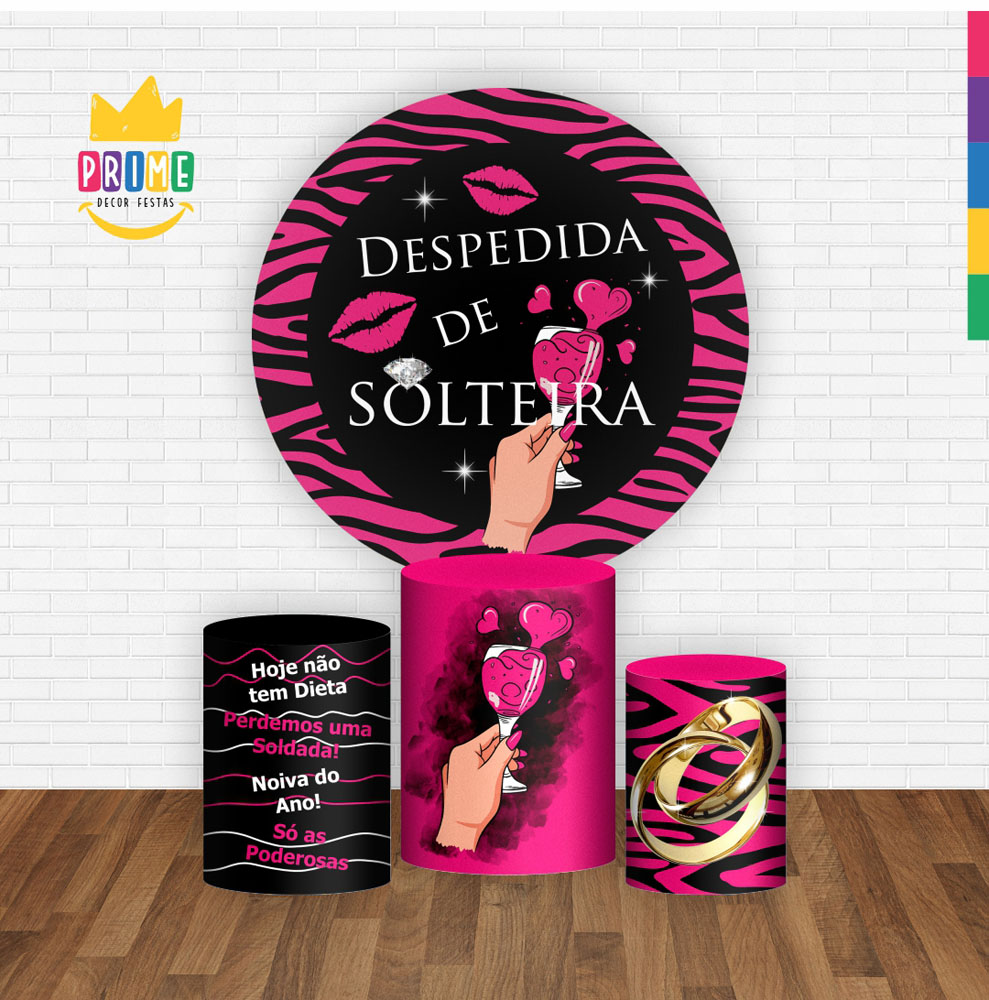 Trio Capa Cilindro + Painel Redondo 3D Despedida de Solteira 1,50m Veste Fácil - Imagem 2