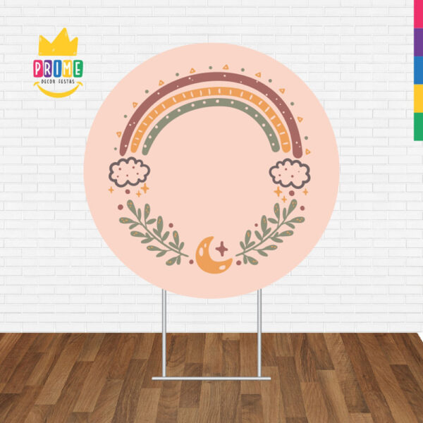 Painel Redondo 3D Arco Iris Boho Tecido Sublimado - Image 2