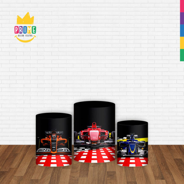 Trio Capa Cilindro Formula 1 3d Em Tecido Com Elástico - Image 2