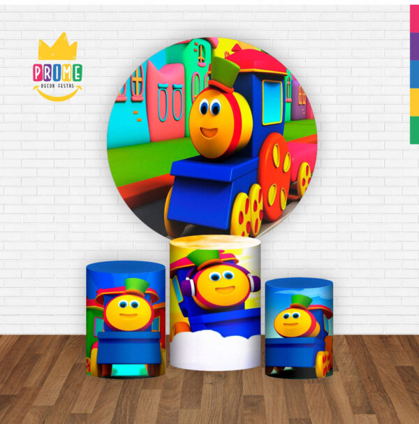 Trio Capa Cilindro + Painel Redondo 3D Bob o Trem 1,50m Veste Fácil - Image 2