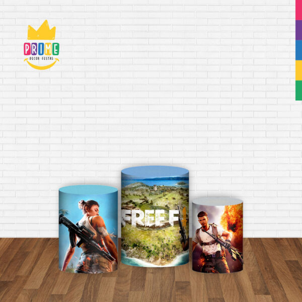 Trio Capa Cilindro Free Fire 3d Em Tecido Com Elástico - Image 2