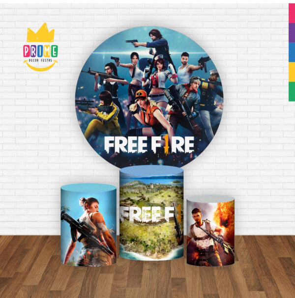 Trio Capa Cilindro + Painel Redondo 3D Free Fire 1,50m Veste Fácil - Image 2