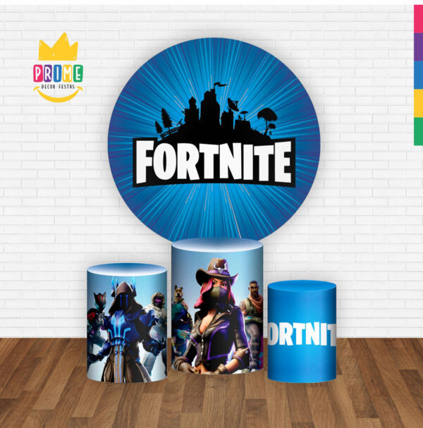 Trio Capa Cilindro + Painel Redondo 3D Fortnite 1,50m Veste Fácil - Image 2