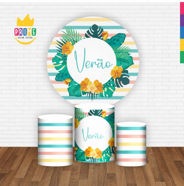 Trio Capa Cilindro + Painel Redondo 3D Verão 1,50m Veste Fácil - Image 2