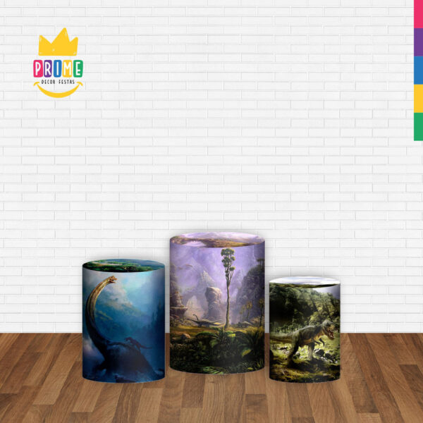 Trio Capa Cilindro Dinossauro 3d Em Tecido Com Elástico - Image 2