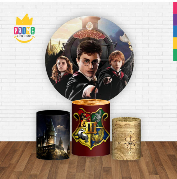 Trio Capa Cilindro + Painel Redondo 3D Harry Potter 1,50m Veste Fácil - Image 2