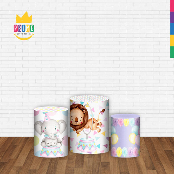 Trio Capa Cilindro Circo Rosa 3d Em Tecido Com Elástico - Image 2