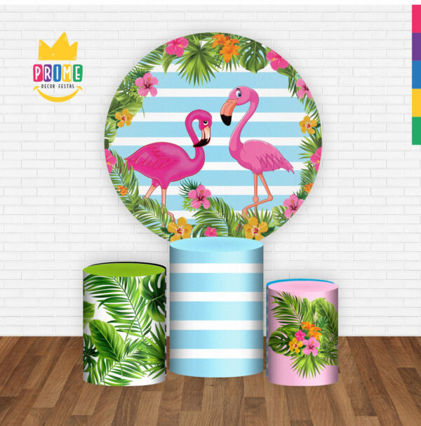 Trio Capa Cilindro + Painel Redondo 3D Flamingo 1,50m Veste Fácil - Image 2