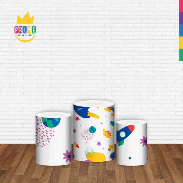Trio Capa Cilindro Infantil 3d Em Tecido Com Elástico - Image 2