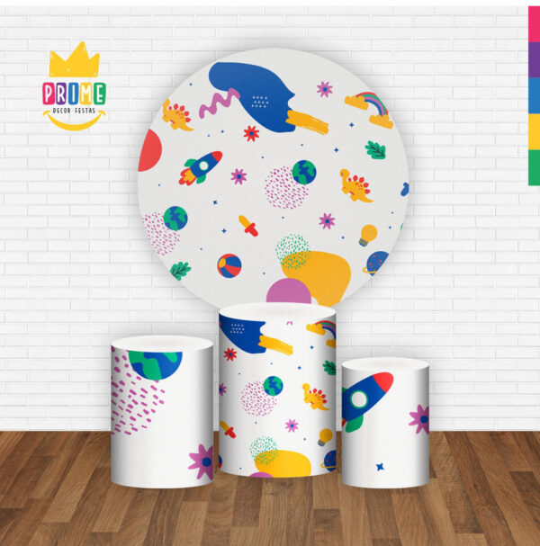 Trio Capa Cilindro + Painel Redondo 3D Infantil 1,50m Veste Fácil - Image 2