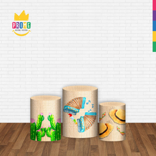 Trio Capa Cilindro Festa Junina Arraiá 3d Em Tecido Com Elástico - Image 2