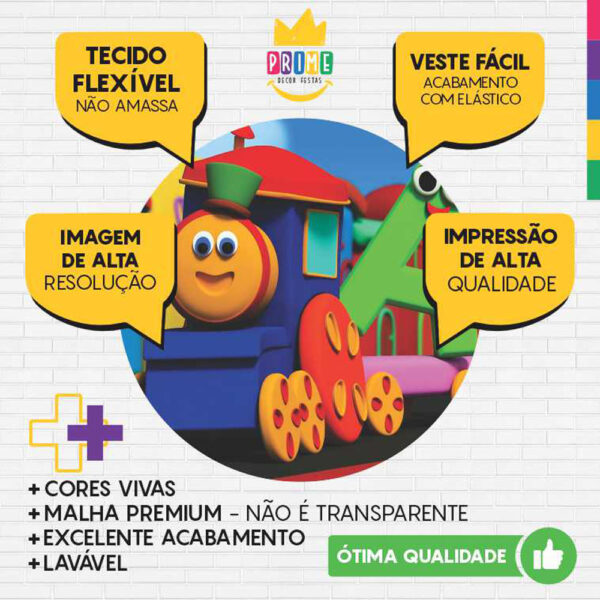 Painel Redondo 3D Bob o Trem Tecido Sublimado - Image 3
