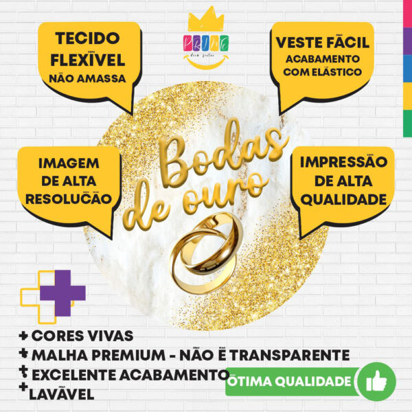 Painel Redondo 3D Bodas de Ouro Tecido Sublimado - Image 3