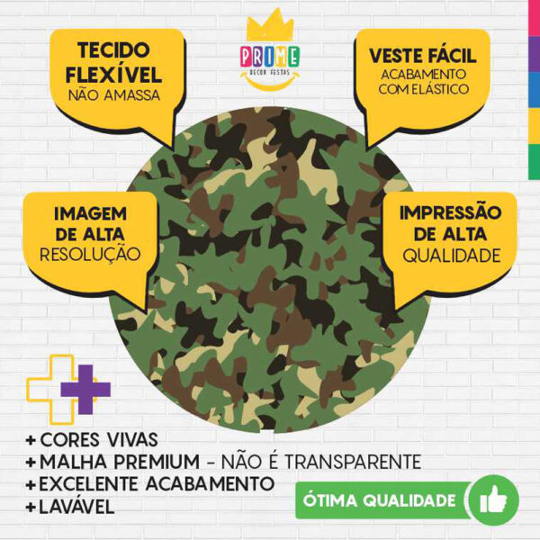 Painel Redondo 3D Camuflagem Tecido Sublimado - Image 3