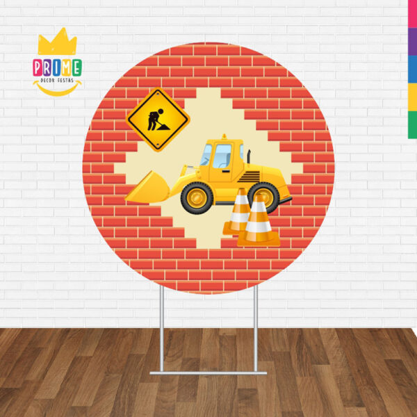 Painel Redondo 3D Construção Tecido Sublimado - Image 2