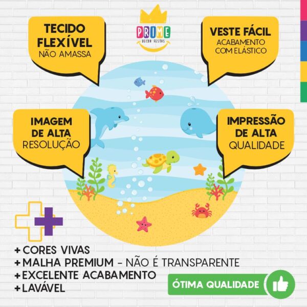 Painel Redondo 3D Fundo do Mar Baby Tecido Sublimado - Image 3