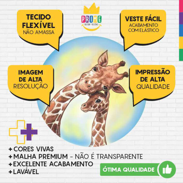 Painel Redondo 3D Girafa Tecido Sublimado - Image 3