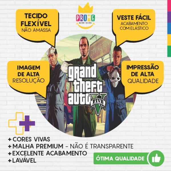 Painel Redondo 3D Gta Tecido Sublimado - Image 3