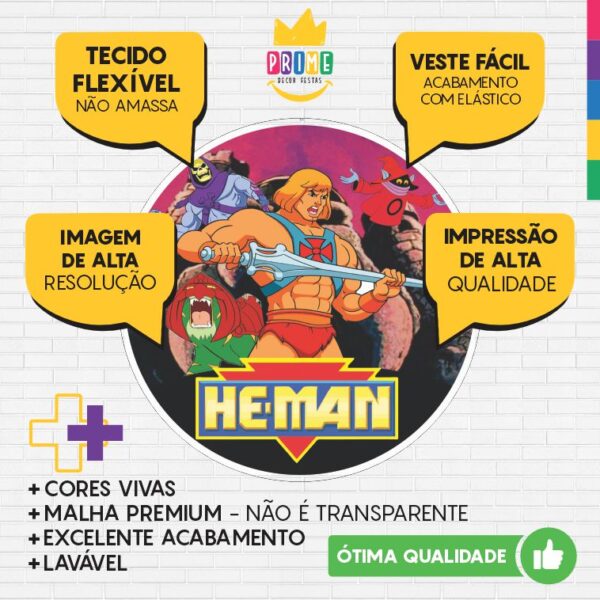Painel Redondo 3D He Man Tecido Sublimado - Image 3