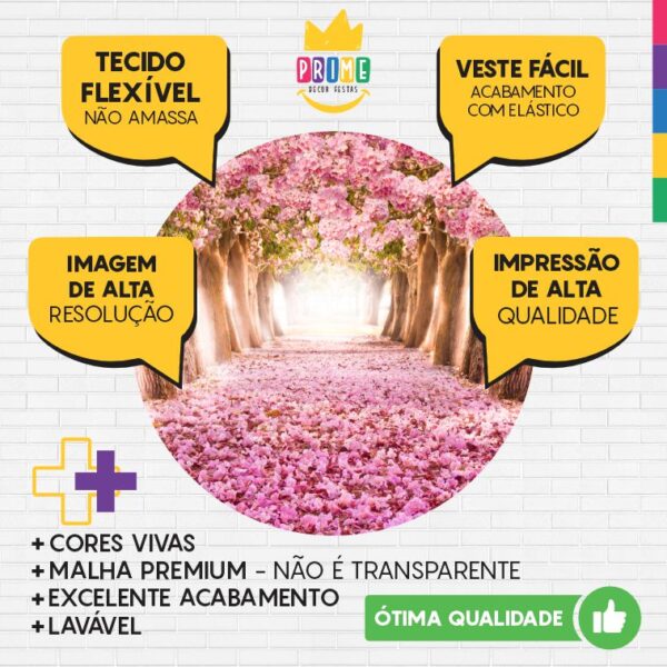 Painel Redondo 3D Jardim Rosa Tecido Sublimado - Image 3