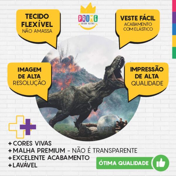 Painel Redondo 3D Jurassic Word Tecido Sublimado - Image 3