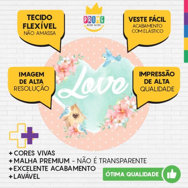 Painel Redondo 3D Love Tecido Sublimado - Image 3