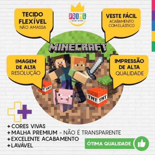 Painel Redondo 3D Minecraft Tecido Sublimado - Image 3