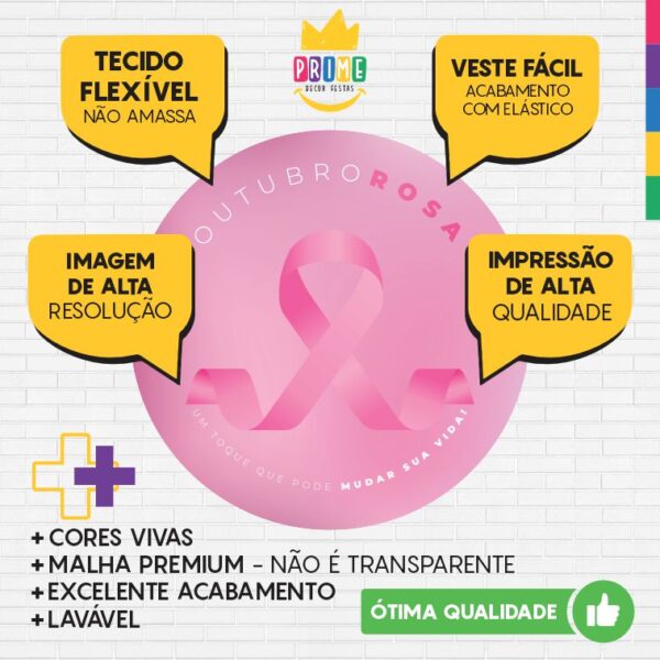 Painel Redondo 3D Outubro Rosa Tecido Sublimado - Image 3