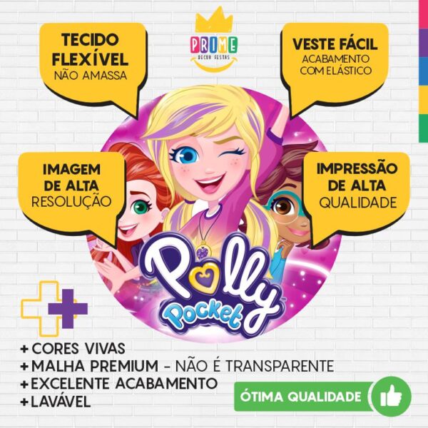 Painel Redondo 3D Polly Pocket Tecido Sublimado - Image 3