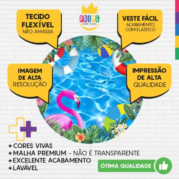 Painel Redondo 3D Pool Party Tecido Sublimado - Image 3