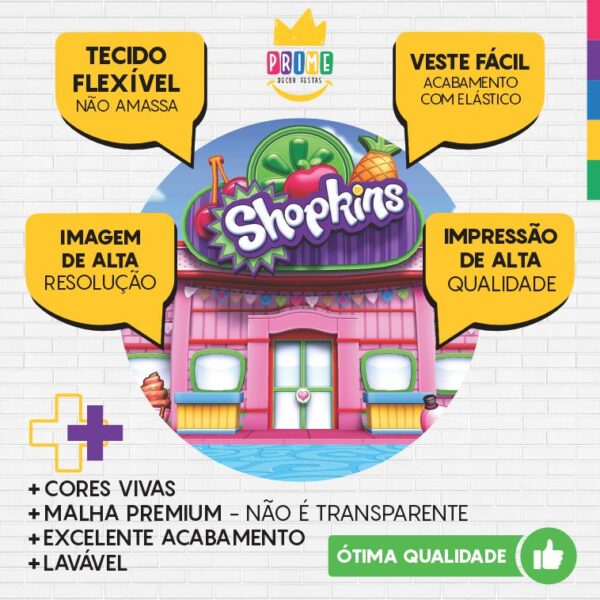 Painel Redondo 3D Shopkins Tecido Sublimado - Image 3