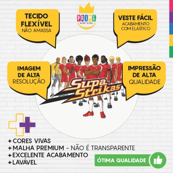 Painel Redondo 3D Supa Strikas Tecido Sublimado - Image 3