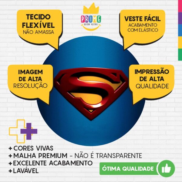 Painel Redondo 3D Super Homem Tecido Sublimado - Image 3