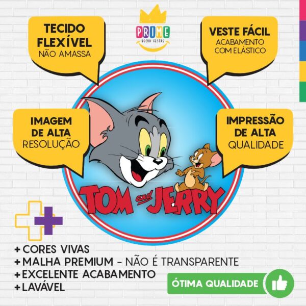 Painel Redondo 3D Tom e Jerry Tecido Sublimado - Image 3