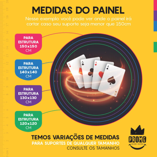 Painel Redondo 3D Baralho Tecido Sublimado - Image 4