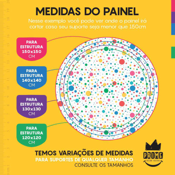 Painel Redondo 3D Bolinhas Coloridas Tecido Sublimado - Image 4