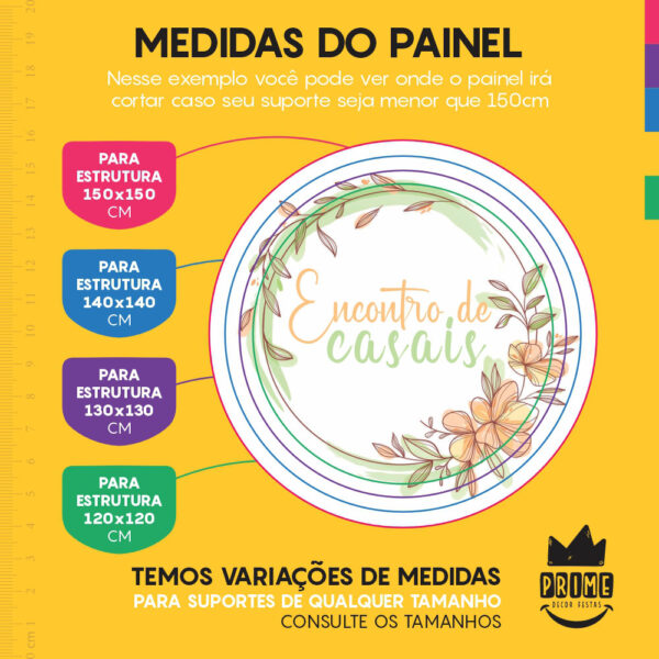 Painel Redondo 3D Encontro de Casais Tecido Sublimado - Image 4