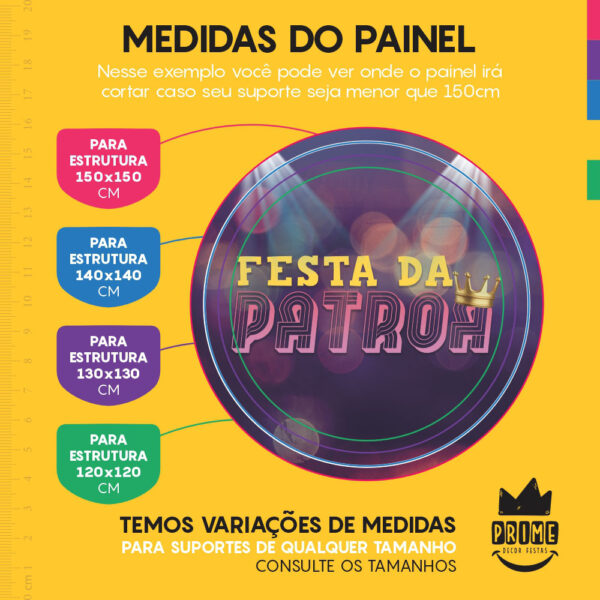 Painel Redondo 3D Festa da Patroa Tecido Sublimado - Image 4